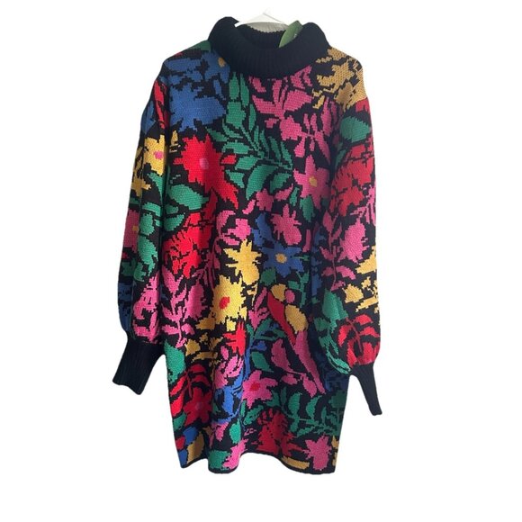 Rio Farm NEW Chunky Sweater Tunic Floral Knit Hippie Norwegian Ski Fair Isle - Picture 1 of 11